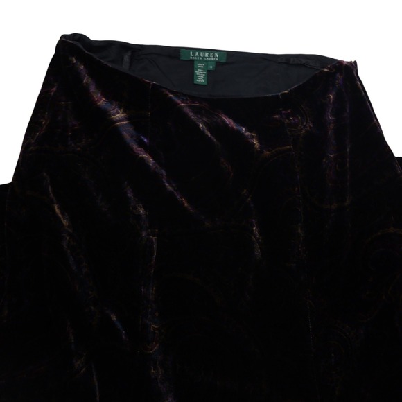Lauren Ralph Lauren Velvet Paisley Silk Blend Maxi Skirt Sz 6 Purple  Boho Fairy - Picture 9 of 11